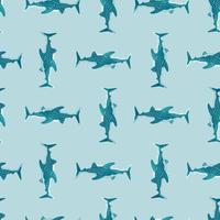 Whale shark seamless pattern in scandinavian style. Marine animals background. Vector illustration for children funny textile.