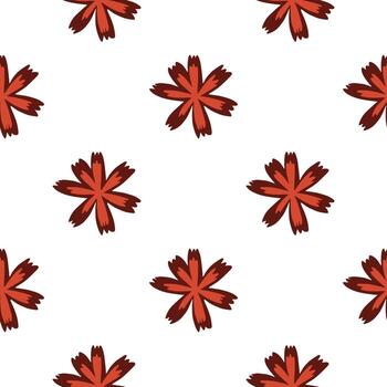 Scrapbook garden seamless isolated pattern with simple red flower elements. White background. vector