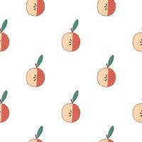 Seamless pattern with doodle apple silhouettes isolated ornament. Pink fruit print on white background. vector