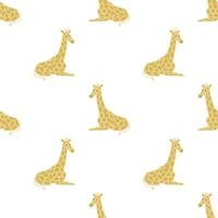 Isolated seamless pattern with beige childish giraffe shapes. White background. Zoo animal print. vector