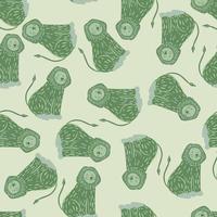 Isolated seamless animal pattern with simple green lion silhouettes. White background. Doodle style. vector