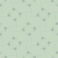 Botanical seamless meadow pattern with yarrow flowers in geometric style. Blue pale backdrop. vector