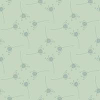 Botanical seamless meadow pattern with yarrow flowers in geometric style. Blue pale backdrop. vector