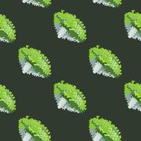 Seamless pattern lola rosa salad on dark gray background. Simple ornament with lettuce. vector