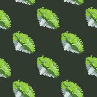 Seamless pattern lola rosa salad on dark gray background. Simple ornament with lettuce. vector