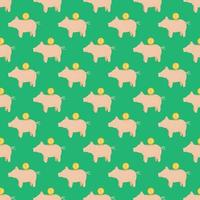 Piggy bank seamless pattern. Funny financial toy background. vector