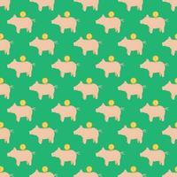 Piggy bank seamless pattern. Funny financial toy background. vector