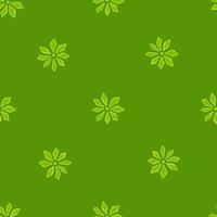 Minimalistic seamless hand drawn pattern with doodle carnation flowers ornament. Green background. vector