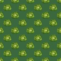 ensalada de cabeza de mantequilla de patrones sin fisuras sobre fondo verde azulado. adorno minimalista con lechuga. vector