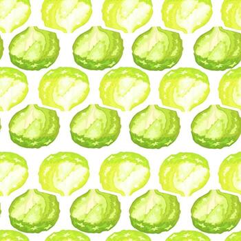 Seamless pattern iceberg salad on white background. Simple ornament with lettuce. vector
