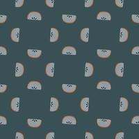 Little abstract apple slices silhouettes seamless pattern. Navy blue pale background. vector