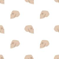 Isolated seamless scary pattern with simple beige skull elements. White background. vector
