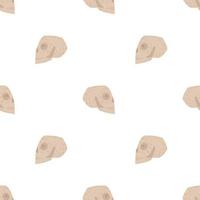 Isolated seamless scary pattern with simple beige skull elements. White background. vector