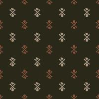 Skulls and bones print seamless pattern. Hand drawn little abstract shapes on dark brown background. vector