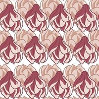 Pale pink magnolia flowers seamless pattern in hand drawn style. Isolated backdrop. Bloom ornament. vector