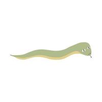 Cute green snake isolated on white background. Funny reptile crawl of wild tropical nature. vector