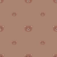 Bear pattern seamless in freehand style. Head animals on colorful background. Vector illustration for textile.