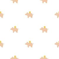 Piggy bank seamless pattern. Funny financial toy background. vector