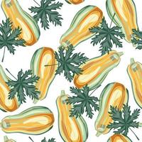 Tropical seamless pattern with papaya. Hand drawn pawpaw wallpaper. vector