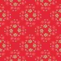 Summer bright seamless pattern with abstact flower elements. Red background. vector