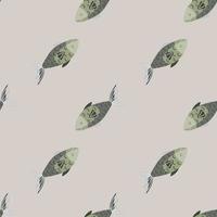 Seamless pattern fish on pastel brown background.Abstract ornament with sea animals. vector