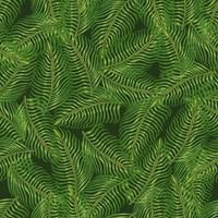 Decorative jungle seamless pattern with random green fern leaf silhouettes. Nature doodle ornament. vector