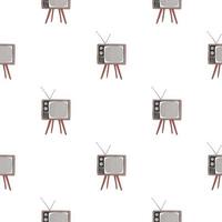 Media seamless pattern with tv hand drawn ornament. Grey technology isolated print. vector