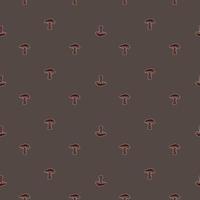 Pale tones seamless autumn pattern with Leccinum scabrum mushroom ornament. Dark beige background. vector