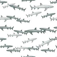 Reef shark seamless pattern in scandinavian style. Marine animals background. Vector illustration for children funny textile.