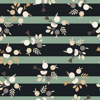 Organic random seamless pattern with doodle apple and leaves elements. Striped background. vector