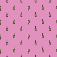 Bottle alcohol seamless pattern. Hand drawn background for menu. vector