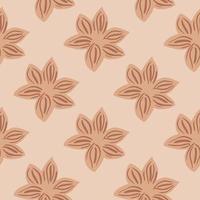Seamless pattern sanise on beige background. Vector repeat template spice in doodle style. Hand drawn elements nature texture for fabric