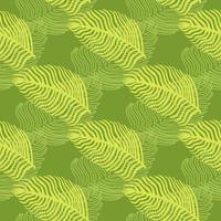 Abstract palm leaf seamless pattern with hand drawn foliage print. Simple Jungle background. Vector illustration for seasonal textile prints.