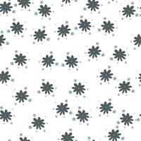 Decorative seamless pattern with random little blue flowers silhouettes. Isolated backdrop. Hand drawn ornament. vector