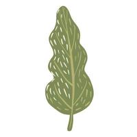 Leaf isolated on white background. Scandinavian botany green color hand drawn in doodle style. vector