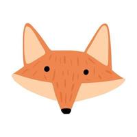 Face character fox isolated on white background. Cute cartoon character red color in doodle style. vector