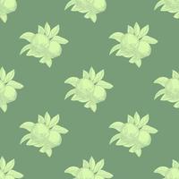 Apples seamless pattern on green background. Vintage botanical wallpaper. vector
