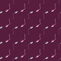 Abstract seamless botanic pattern with little poppy bud silhouettes shapes. Pink dark background. Floral style. vector