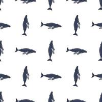 Seamless pattern Humpback whale on white background. Template of cartoon character of ocean for children. vector