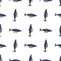 Seamless pattern Humpback whale on white background. Template of cartoon character of ocean for children. vector