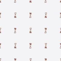 Minimalistic seamless pattern with litle maroon hourglass ornament. Light grey background. Time backdrop. vector