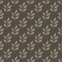 Abstract style natural seamless pattern with doodle leaf branches shapes. Grey and brown pale colors. vector