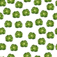 Seamless pattern Butterhead salad on white background. Simple ornament with lettuce. vector