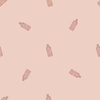 Seamless pattern retro chinese bottle on pink background. Random texture template for menu restaurant. vector