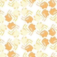 Summer seamless pattern with random orange colored doodle flowers print. Isolated floral backdrop. vector