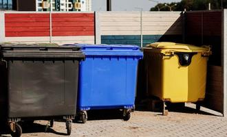 plastic recycle bins photo