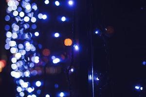 Blue city lights blurred bokeh photo