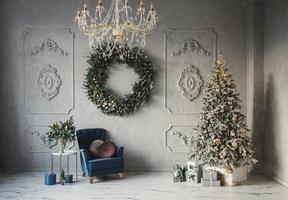 Room with Christmas tree photo