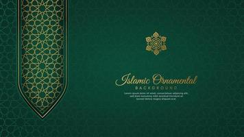 Islamic Arabic Green Luxury Background with Geometric pattern and Beautiful Ornament vector