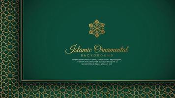 Islamic Arabic Green Luxury Background with Geometric pattern and Beautiful Ornament vector